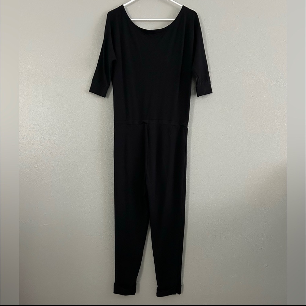 Bebe Black Silver Rhinestone Bling Spellout Logo Jumpsuit Size XS Y2K - Picture 6 of 10